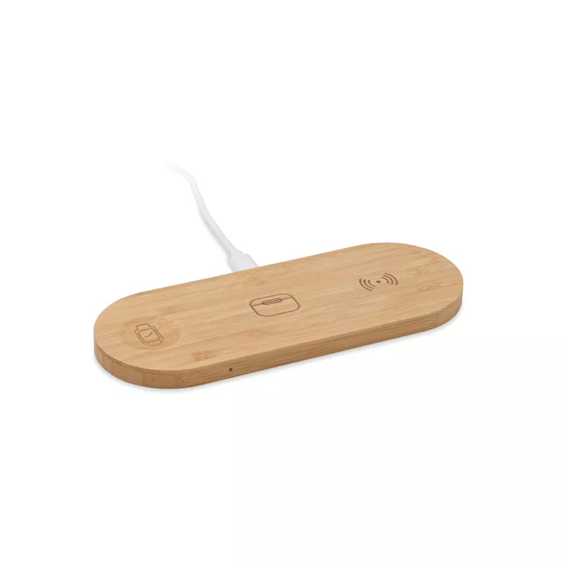 Stacja ładująca 3 w 1 15W w bambusowym etui RECPAD - Drewna (MO2729-40)