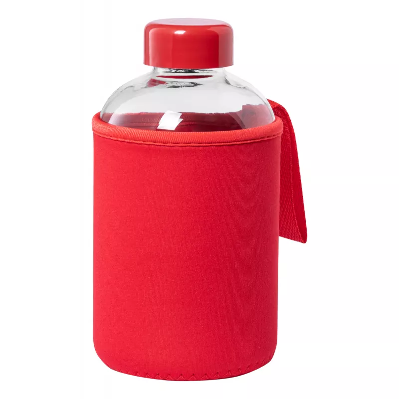 Butelka szklana w pokrowcu Flaber 600 ml - czerwony (AP721944-05)