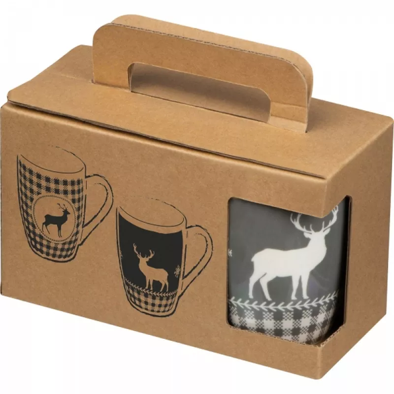 Zestaw 2 świątecznych kubków porcelanowych 300 ml ARMIN - wielokolorowy (82536mc)