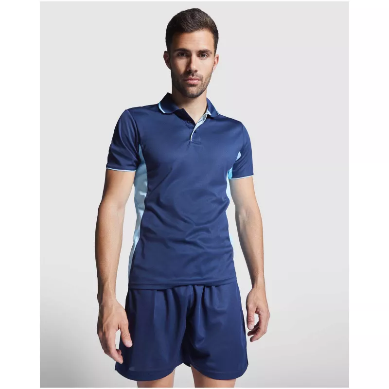 Montmelo koszulka polo unisex z krótkim rękawem - Biały-Błękit królewski (R04218Q3)