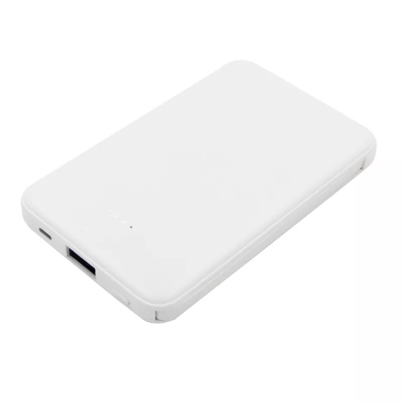 Power bank 5000 mAh ze zintegrowanymi kablami, adapter w komplecie | Presley - biały (V0905-02)