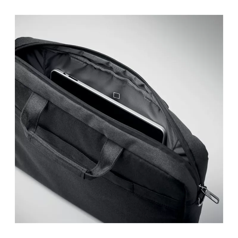 Torba na laptop 15" z szelkami z RPET 600D ROCKY - Czarny (MO2048-03)
