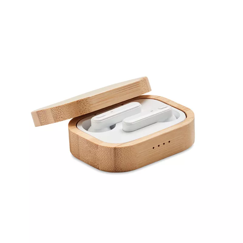 Słuchawki TWS w bambusowym etui JAZZ BAMBOO - Drewna (MO6780-40)