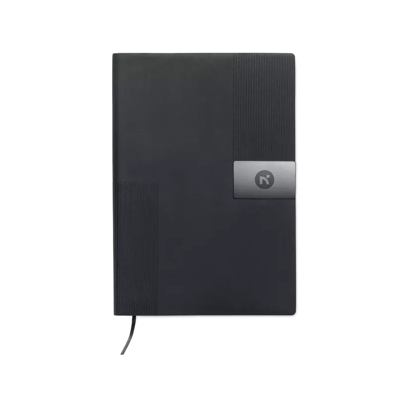 Notes A5 w okładce z PU 80 kartek w linię TREZE - Czarny (MO2645-03)