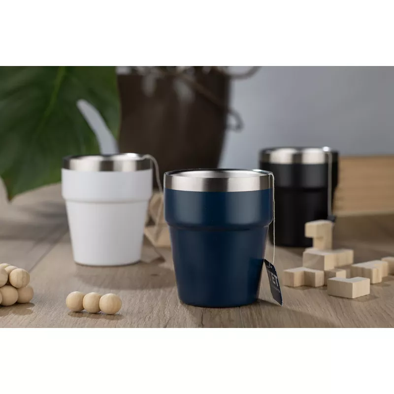 Kubek z recyklingowanej stali nierdzewnej MAKEL 300 ml - granatowy (16404-06)