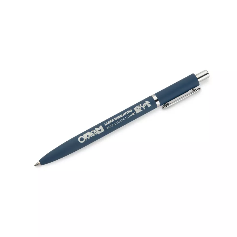 Długopis metalowy z powłoką typu soft touch ELMO - granatowy (19084-06)