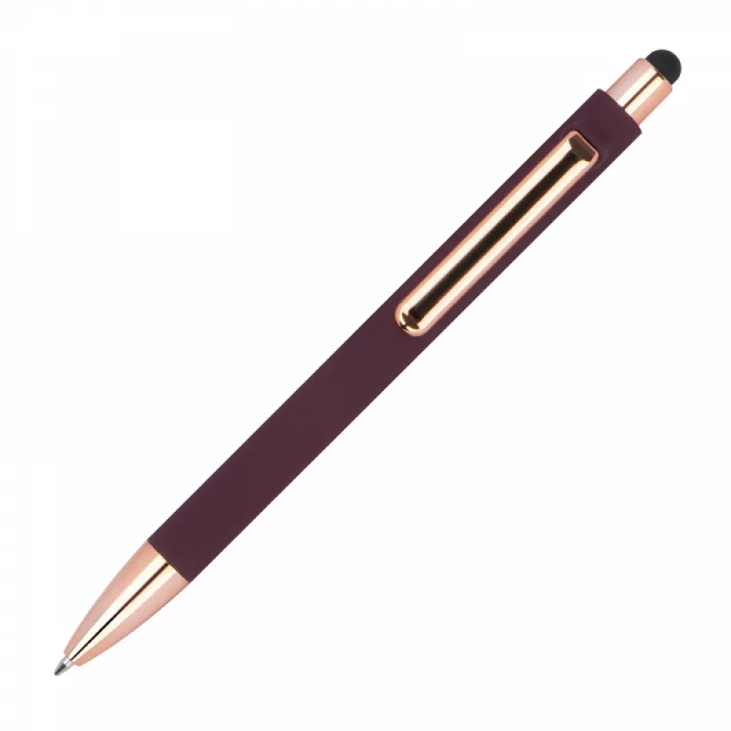 Długopis gumowany z touch penem - bordowy (1387302)