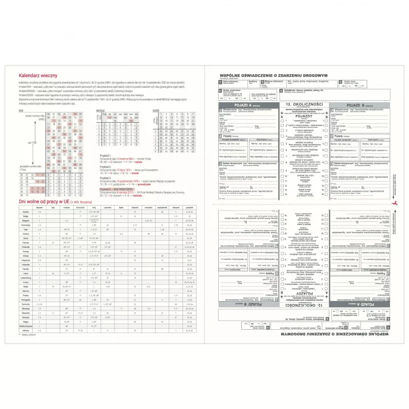 Kalendarz książkowy B5, dzienny, z registrami COMBO - różne kolory (KK-VCC-403RD)