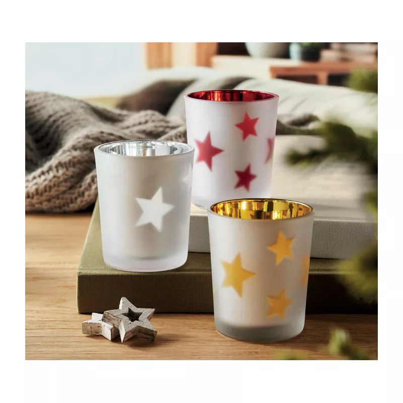 Świeczka LED tealight w szklanym słoiku LANDLE - Czerwony (CX1572-05)