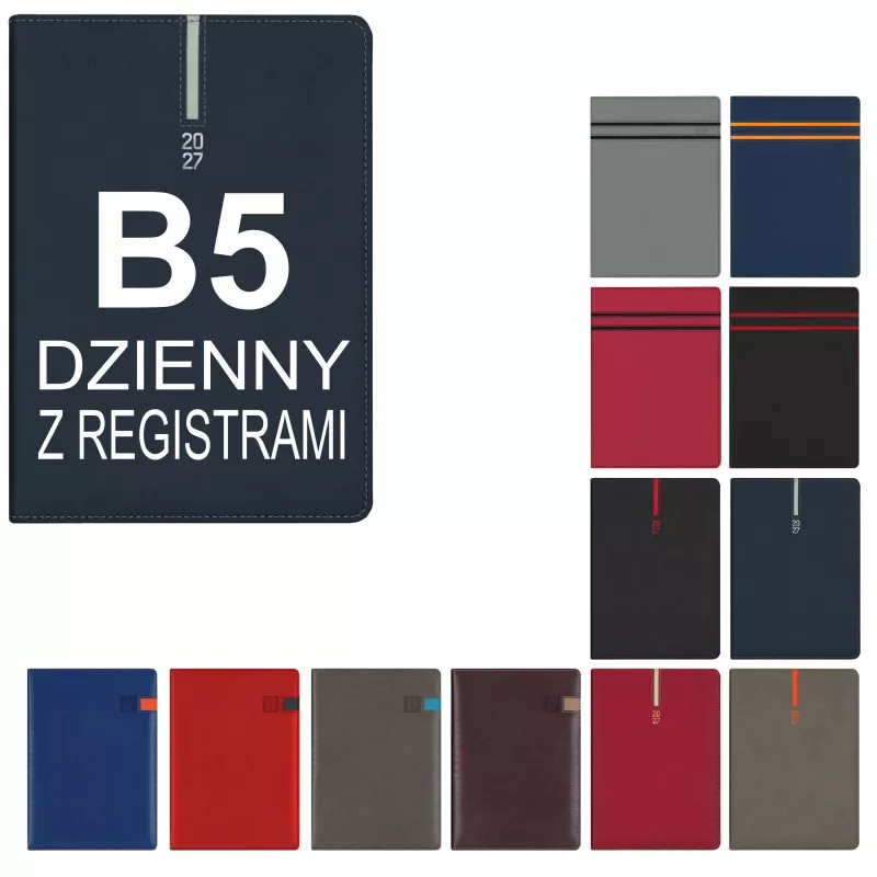 Kalendarz książkowy B5 DZIENNY z registrami COMBO - różne kolory (KK-VCC-703RD)