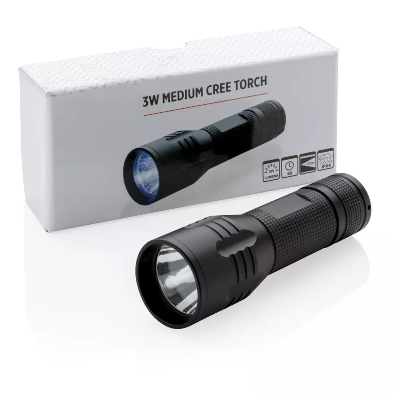 Latarka CREE 3W - czarny (P513.561)