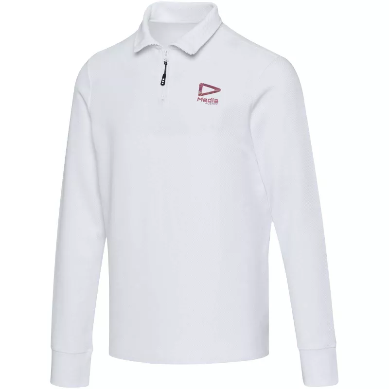Zeus koszulka polo z zamkiem do połowy i długimi rękawami, uniseks - Biały (39551-WHITE)