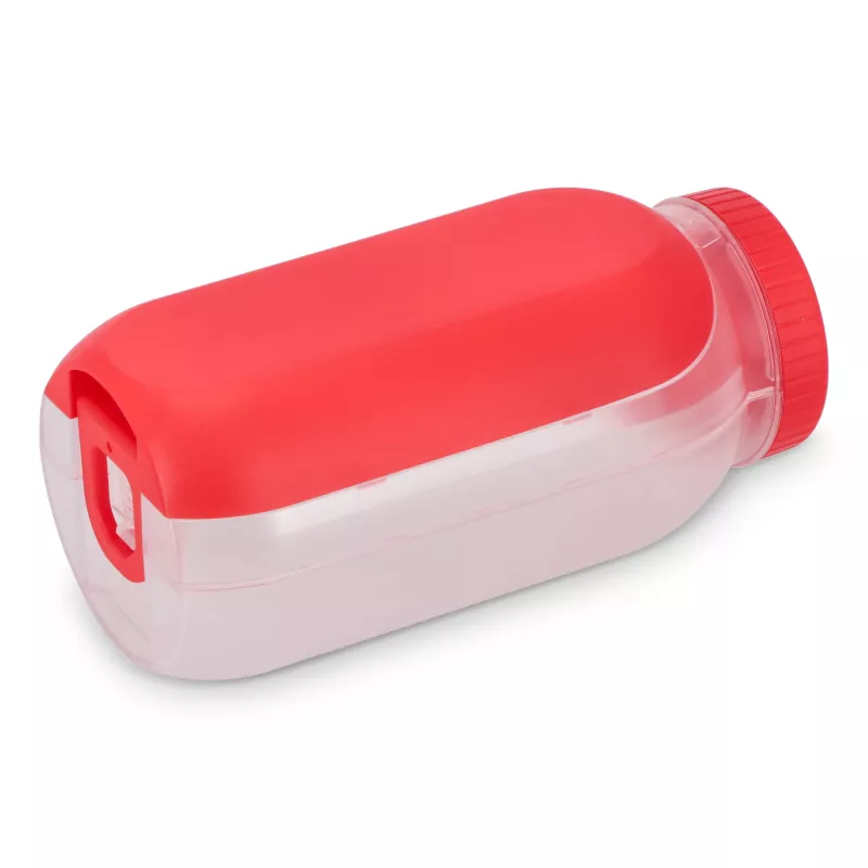 Pudełko na lunch z przegródką na sos, z łyżką i widelcem - czerwony (LT90427-N0021)