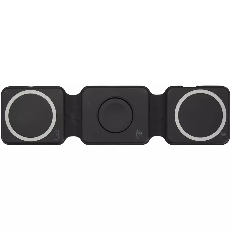 Armus zestaw 3 w 1 ze składaną ładowarką bezprzewodową 15 W z tworzyw sztucznych pochodzących z recyklingu - Czarny (12449890)