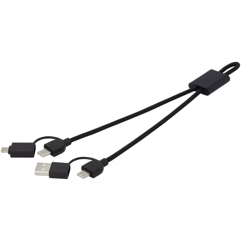 Connect kabel do szybkiego ładowania 6-w-1 o mocy 45 W z aluminium pochodzącego z recyklingu z certyfikatem RCS - Czarny (12434590)