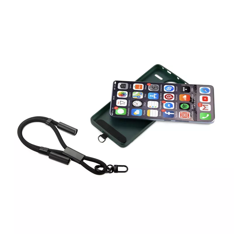 Smycz do telefonu z funkcją ładowania CHARD MINI 60W - czarny (09188-02)