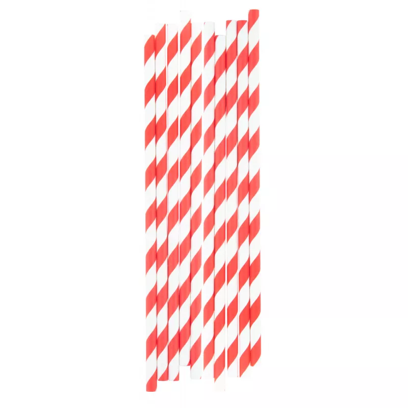 Zestaw 10 słomek papierowych StriStraw - czerwony (AP800428-05)