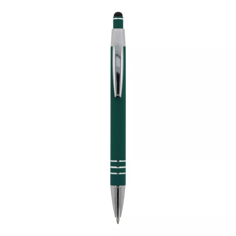 Długopis metalowy gumowany z touch penem Athens - ciemnozielony (LT87781-N0030)