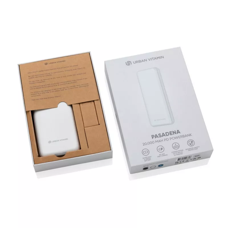 Szybki power bank 20000 mAh Urban Vitamin - biały (P322.753)