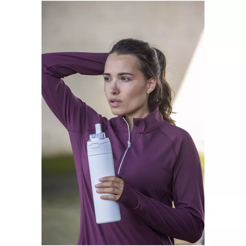 Bidon na wodę Theron 800 ml z jednowarstwowej stali nierdzewnej pochodzącej z recyklingu, certyfikowanej zgodnie z RCS, z pok - Granatowy (10095155)