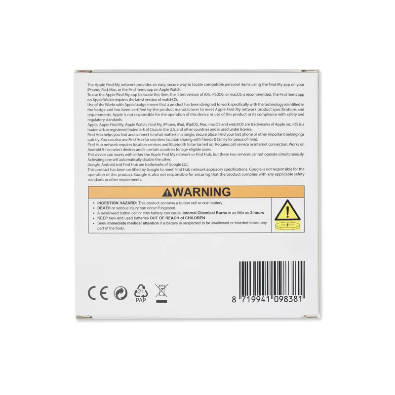 Lokalizator do kluczy Find My i Find Hub IP65 LIFEMATE - Czarny (MO3107-03)