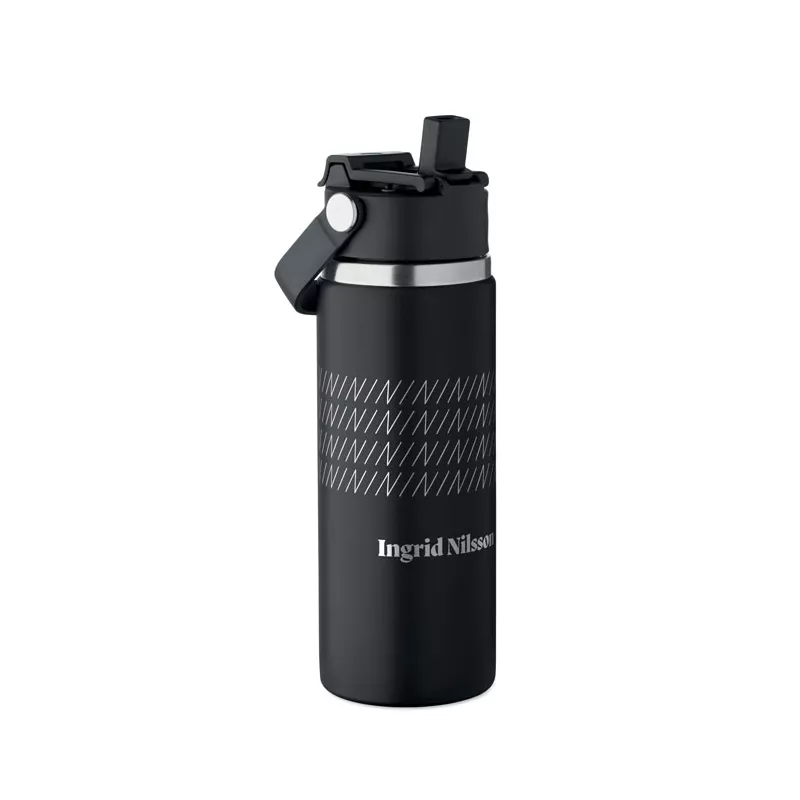 Butelka termiczna ze słomką 500 ml SUMA GRIP - Czarny (MO2775-03)