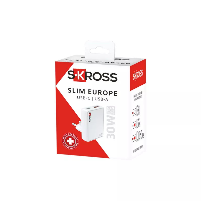Ładowarka ścienna SKROSS® Slim 30 W (wersja europejska) - Biały (12461701)