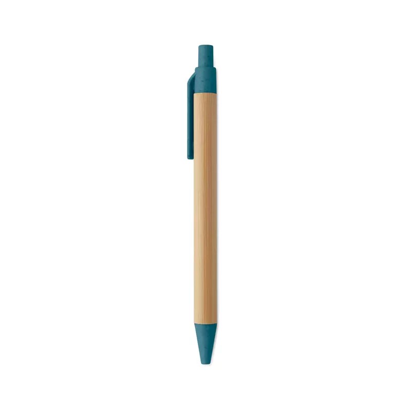 Długopis bambusowy z końcówkami ze słomy ITEA COLOUR - Niebieski (MO2635-04)