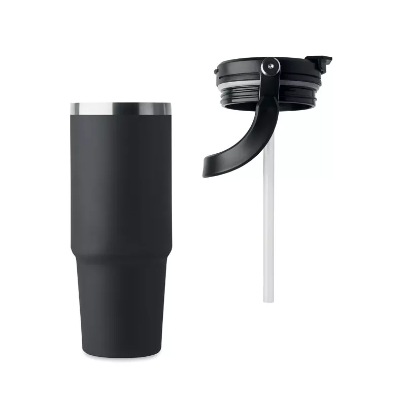 Kubek termiczny ze słomką ze stali 850 ml SUMA HAND - Czarny (MO2561-03)