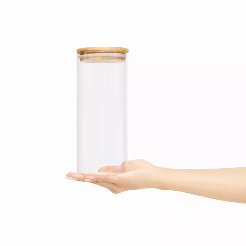 Szklany słoik, pojemność ok. 850 ml - brązowy, transparentny (56-0306037)