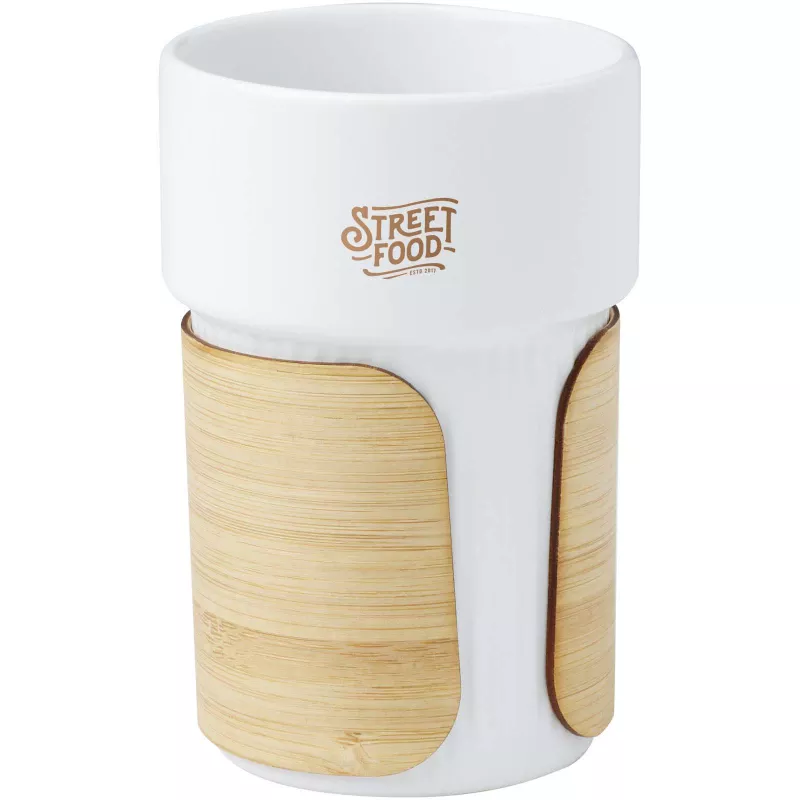Fika kubek 340 ml z bambusową osłoną - Biały (10080901)