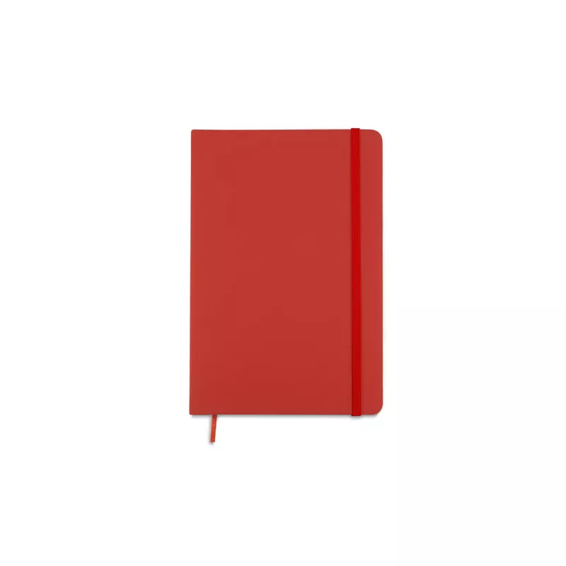 Czerwony notes w twardej okładce z gumką i wstążeczką do zaznaczania