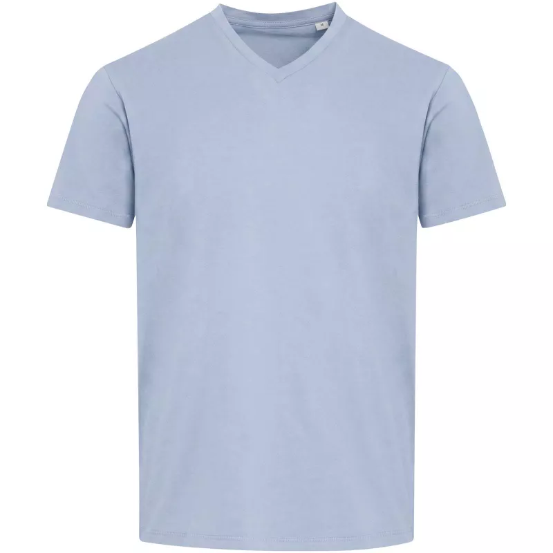 Balfour organiczna koszulka unisex z krótkim rękawem i dekoltem w serek, wykonana z materiału o gramaturze 200 g/m², z certyf - Niebieski mgła (39665-MISTBLUE)
