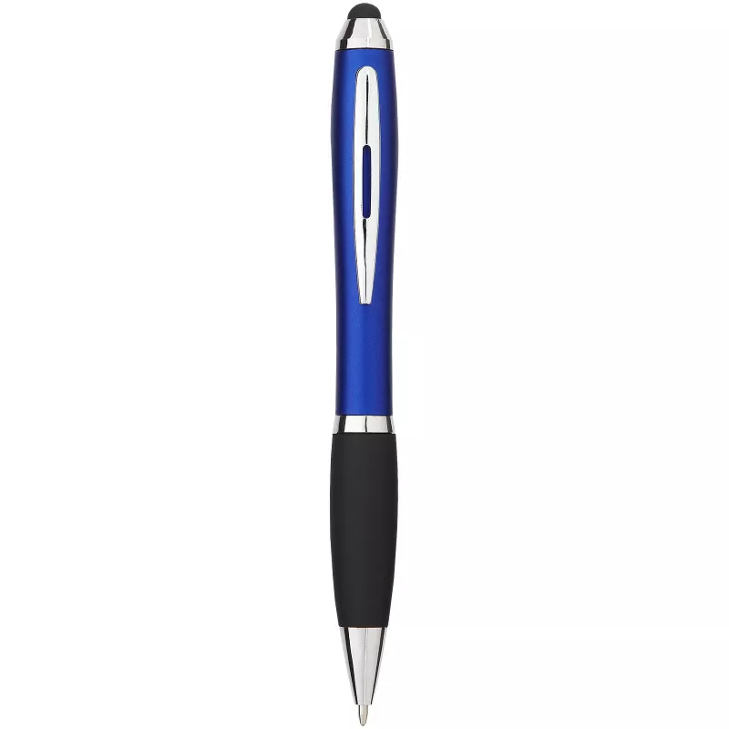 Długopis z kolorowym stylusem i czarnym uchwytem Nash - Błękit królewski-Czarny (10690302)