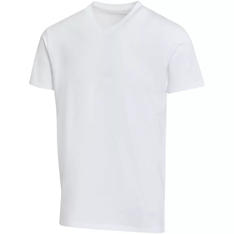 Balfour organiczna koszulka unisex z krótkim rękawem i dekoltem w serek, wykonana z materiału o gramaturze 200 g/m², z certyf - Biały (39665-WHITE)