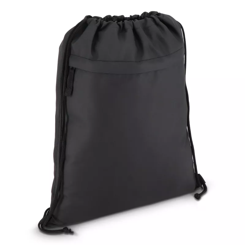 Torba ze sznurkiem z powlekanego PU R-PET 600D, wymiary 33 x 42 cm - czarny (LT91394-N0002)