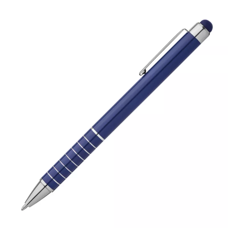 Długopis metalowy z końcówką do ekranów dotykowych - niebieski (1041804)