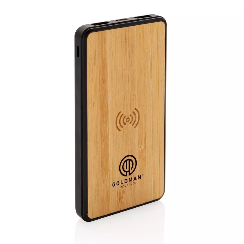 Bezprzewodowy power bank 8000 mAh, ładowarka bezprzewodowa 5W, RABS - brązowy (P322.389)