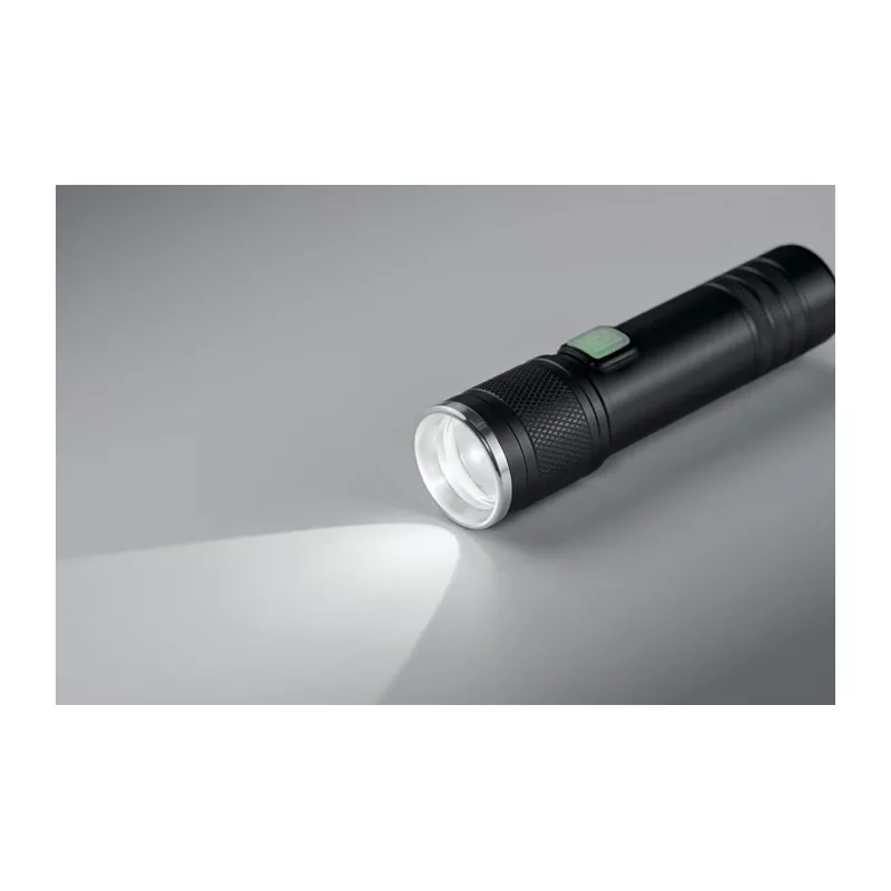 Latarka COB z aluminium z recyklingu FLASHRA - Czarny (MO2724-03)