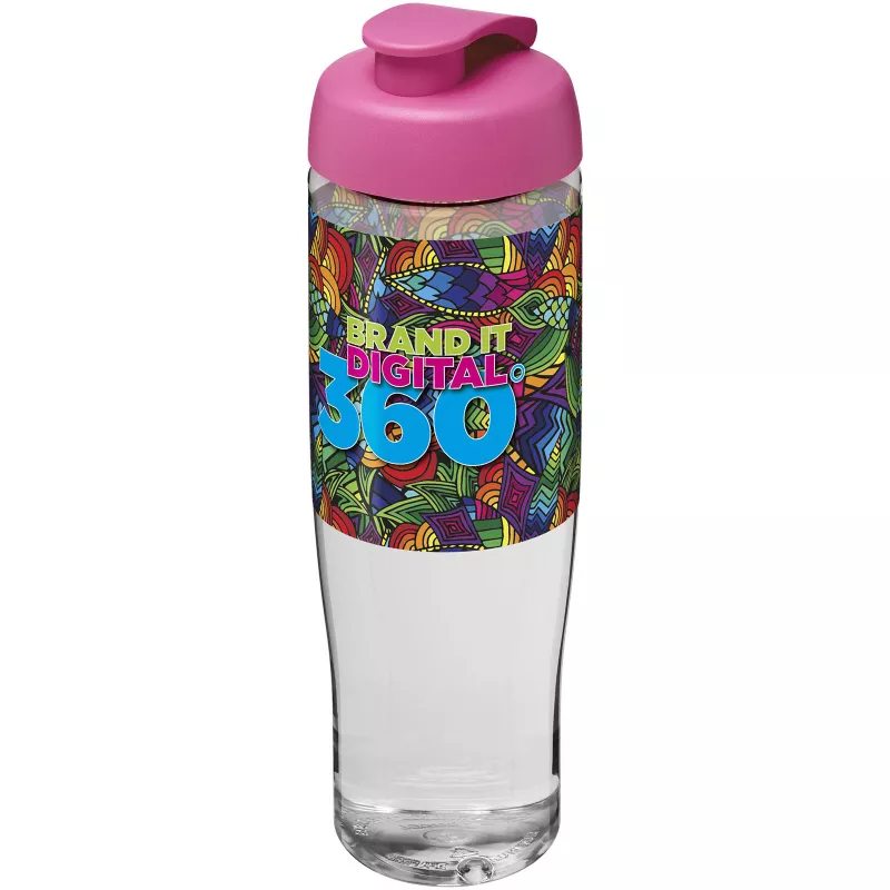 Bidon H2O Tempo® o pojemności 700 ml z wieczkiem zaciskowym - Przezroczysty-Różowy (21004008)