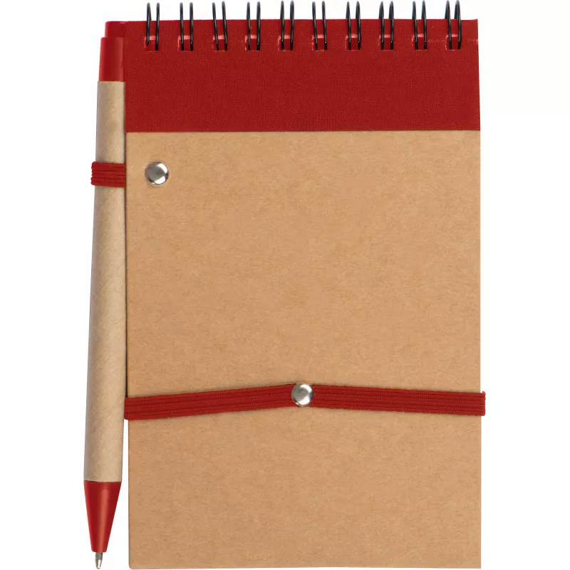 Notatnik w linie z długopisem tekturowym EUGENIO - czerwony (2049705)
