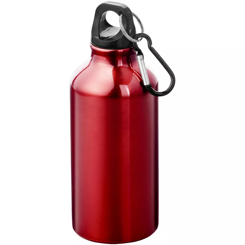 Butelka reklamowa 400 ml Oregon aluminiowa z karabińczykiem - Czerwony (10000205)