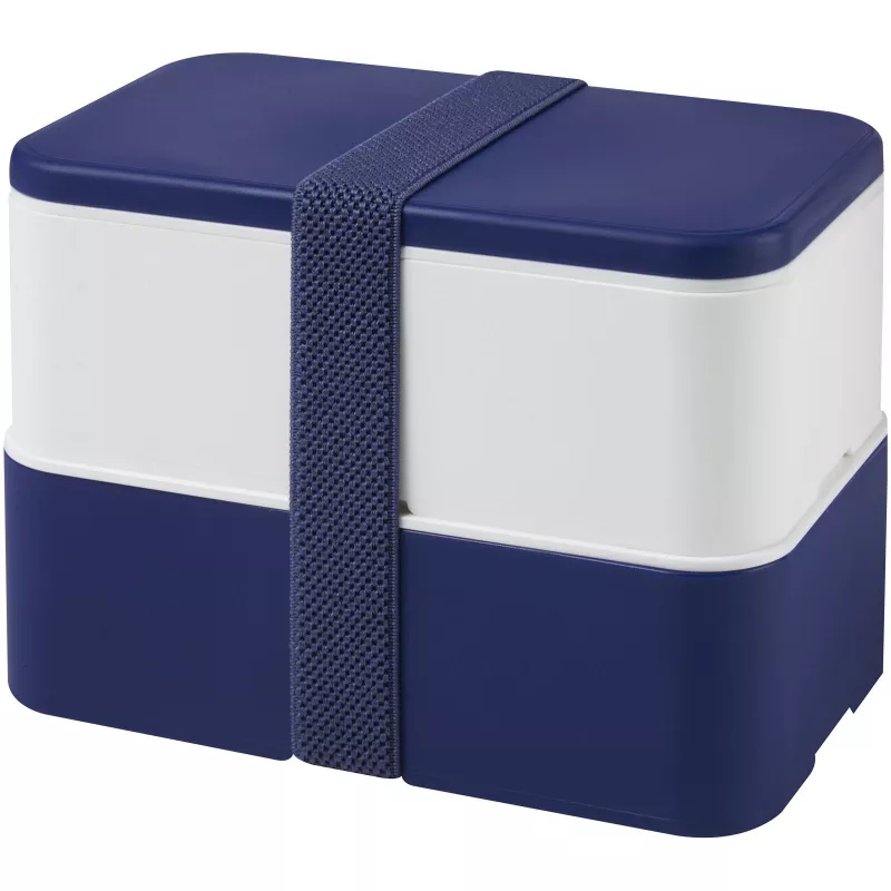 Dwupoziomowe pudełko na lunch 2 x 700 m MIYO - Biały-Niebieski (21047000)