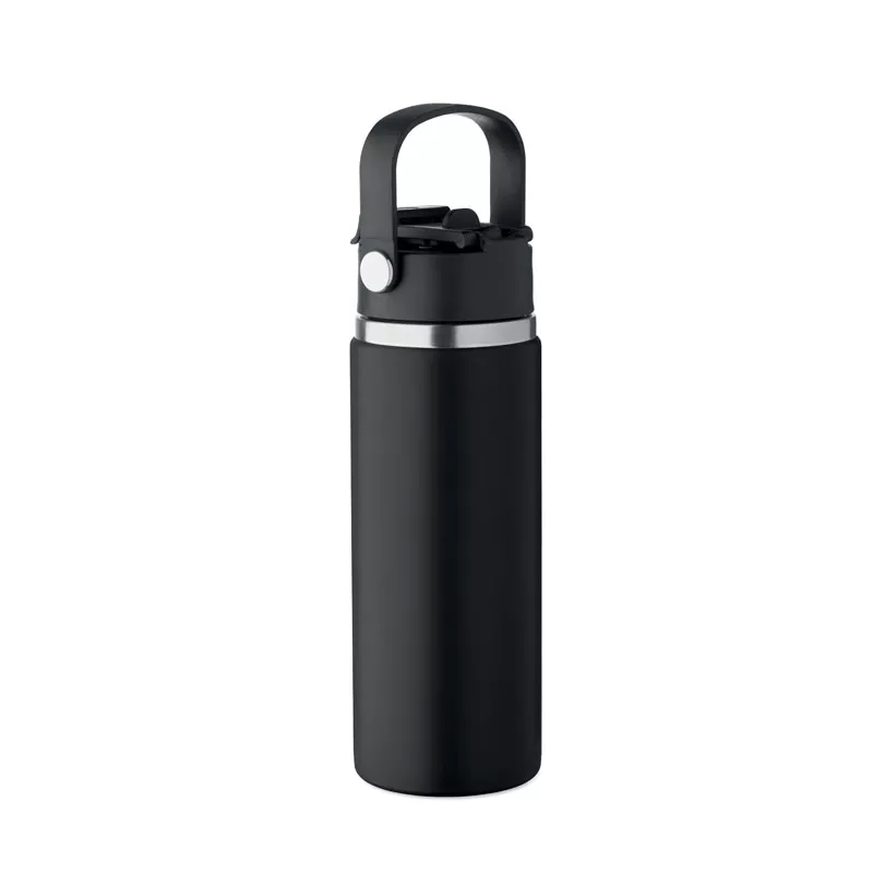Butelka termiczna ze słomką 500 ml SUMA GRIP - Czarny (MO2775-03)