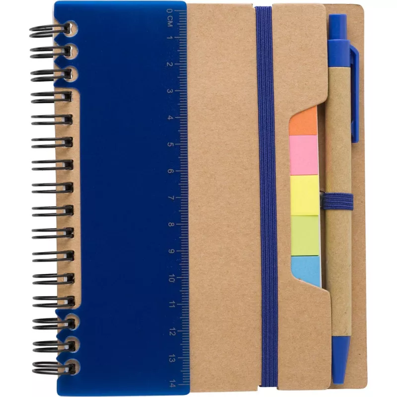 Zestaw do notatek, notatnik, długopis, linijka, karteczki samoprzylepne - niebieski (V2991-11)