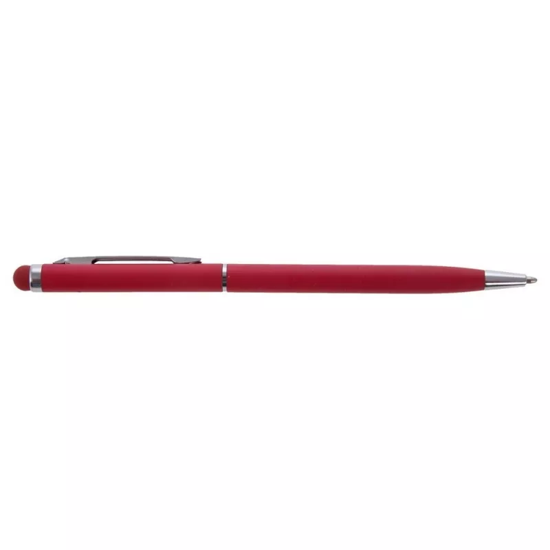 Długopis metalowy matowy z touch pen-em | Dennis - czerwony (V1637-05)