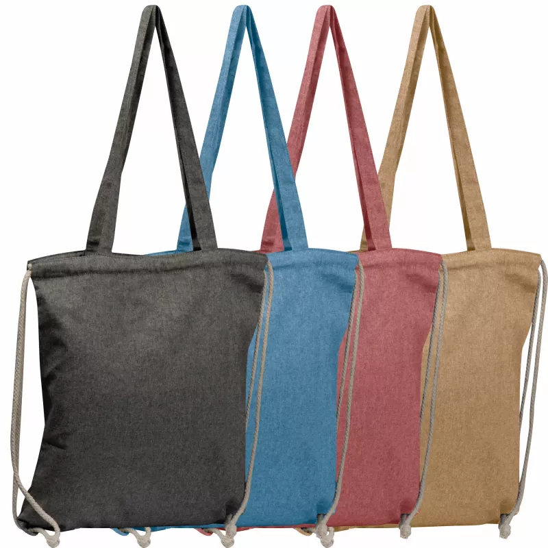 Torba bawełniana z długimi uszami z recyklingu 140 g/m2 ADDISON - niebieski (254304)