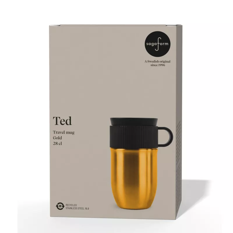 Izolowany kubek Sagaform Ted, 280 ml, szczelny, można myć w zmywarce - złoty (LT52131-N0006)