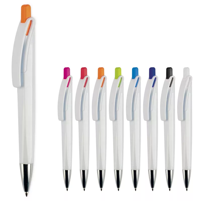 Długopis RIva w mocnym kolorze - biało / biały (LT80835-N0101)