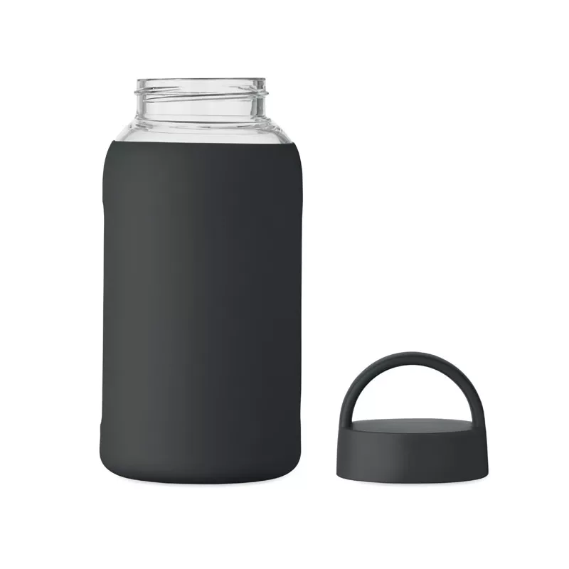 Butelka szklana z pokrowcem 600 ml BORIS - Czarny (MO2912-03)